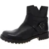Eric Michael Womens Zipper Leather Booties In Black