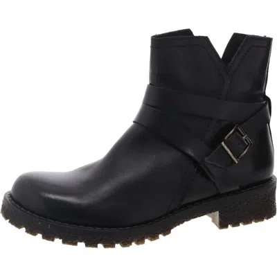 Eric Michael Womens Zipper Leather Booties In Black