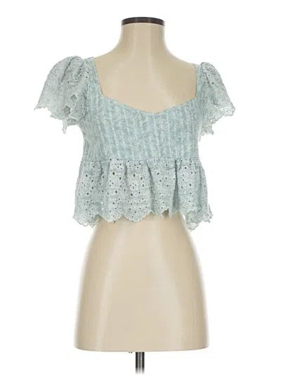 Pre-owned Erica Ray Short Sleeve Blouse In Blue