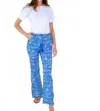 Erica Wilson Flared Beach Pants In Kaia Floral Blue In Multi