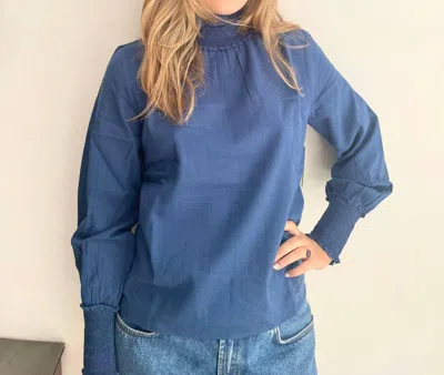 Erica Wilson Victoria Blouse In Navy In Blue