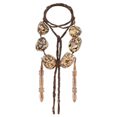 Pre-owned Erickson Beamon 1990s Tagua Nut Lizard Lariat Necklace In Multi