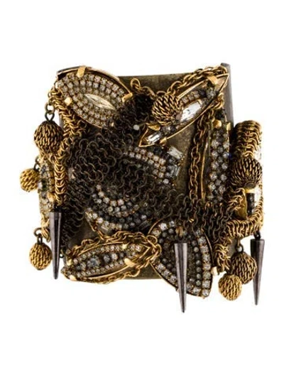 Pre-owned Erickson Beamon Crystal Chain Cuff Bracelet, 5.75" In Multi