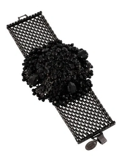 Pre-owned Erickson Beamon Crystal Link Bracelet, 7" In Black