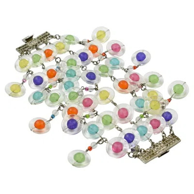 Pre-owned Erickson Beamon Multicolor Lucite Link Bracelet With Dangle Charms