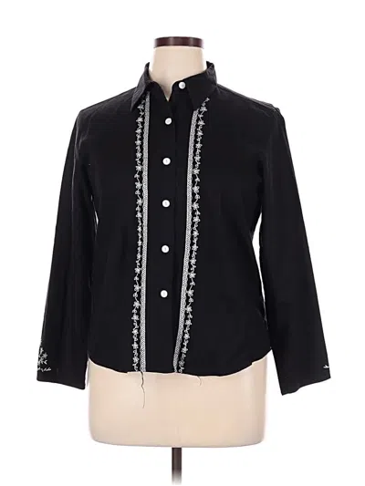 Pre-owned Erika 3/4 Sleeve Button Down Shirt In Black