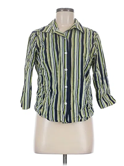 Pre-owned Erika 3/4 Sleeve Button Down Shirt In Green