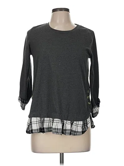 Pre-owned Erika 3/4 Sleeve Top Gray Crew Neck Tops