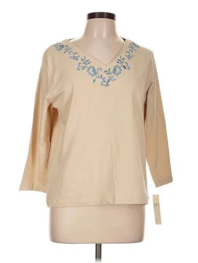 Erika 3/4 Sleeve Top Tan Open Neckline Tops