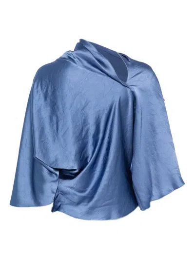 Erika Cavallini Alba Draped Blouse In Blue
