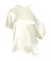 Erika Cavallini Asymmetrical Shoulder Blouse In White