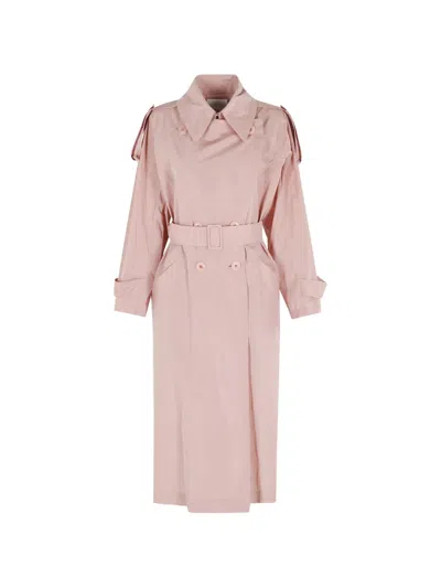 Erika Cavallini Belted Trench Jacket In Pink