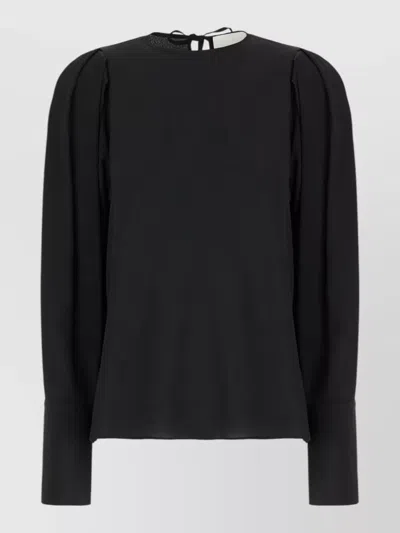 Erika Cavallini Blouse Long Sleeves Tie Detail Keyhole In Black