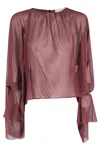 Erika Cavallini Ruffled-sleeve Top In Brown