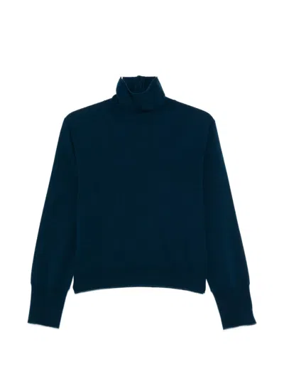 Erika Cavallini Boris Button-back Roll-neck Sweater In Blue