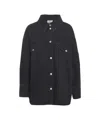 Erika Cavallini Boxy Fit Black Jacket With Classic Collar And Patch Pockets In Black