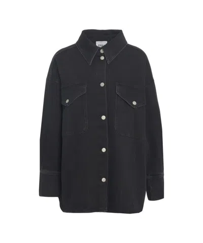 Erika Cavallini Boxy Fit Black Jacket With Classic Collar And Patch Pockets