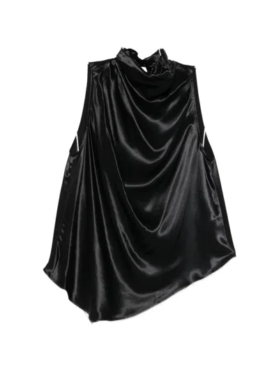 Erika Cavallini Brian Draped High-neck Top In Black