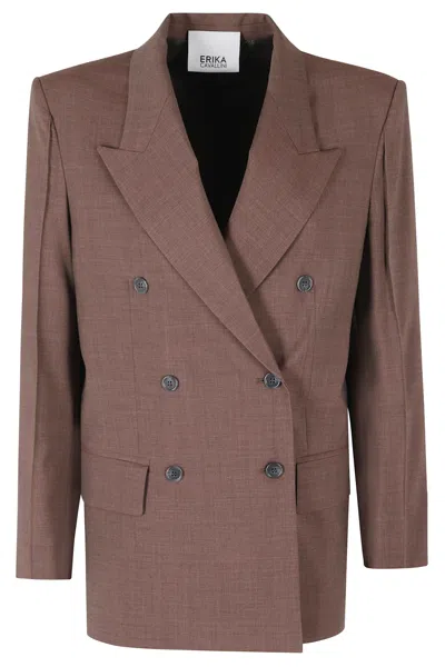 Erika Cavallini Brown Ambra Double-breasted Wool Blazer In Pink