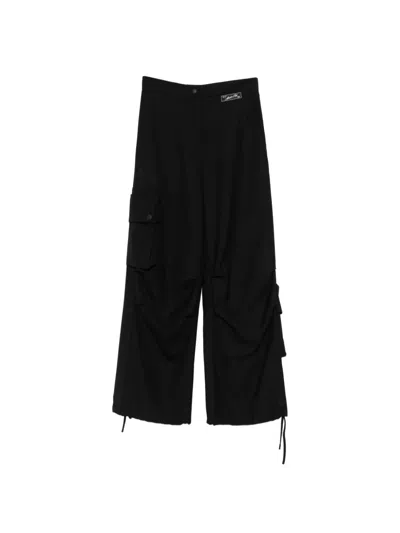 Erika Cavallini Button-fastening Cargo Pants In Black