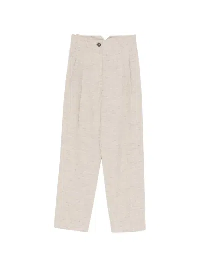 Erika Cavallini Buttoned Pleated Trousers In Neutral