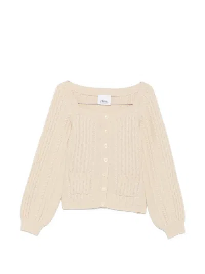 Erika Cavallini Cable-knit Square-neck Cardigan In Neutral