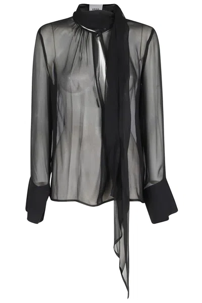 Erika Cavallini Sheer Pussy-bow Blouse In Black