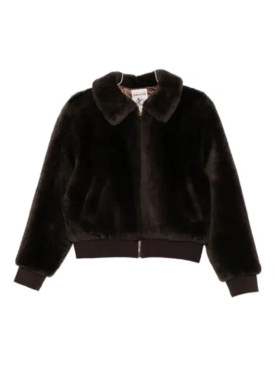 Erika Cavallini Collared Zip-up Jacket In Brown