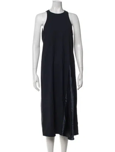 Pre-owned Erika Cavallini Crew Neck Midi Length Dress In Blue