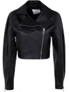 Erika Cavallini Cristal Leather Jacket In Black
