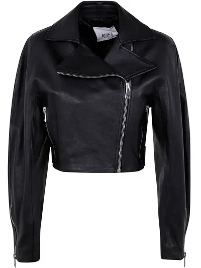 Erika Cavallini Cristal Leather Jacket In Black