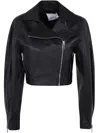 Erika Cavallini Cristal Leather Jacket In Black