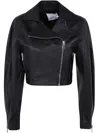 Erika Cavallini Cristal Leather Jacket In Black