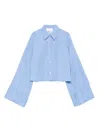 Erika Cavallini Cropped Cotton Shirt In Blue