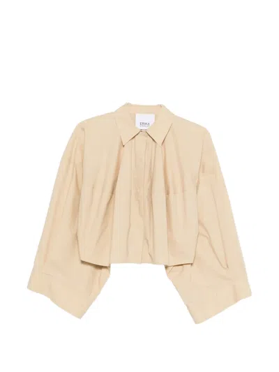 Erika Cavallini Cropped Wide-sleeve Shirt In Neutral
