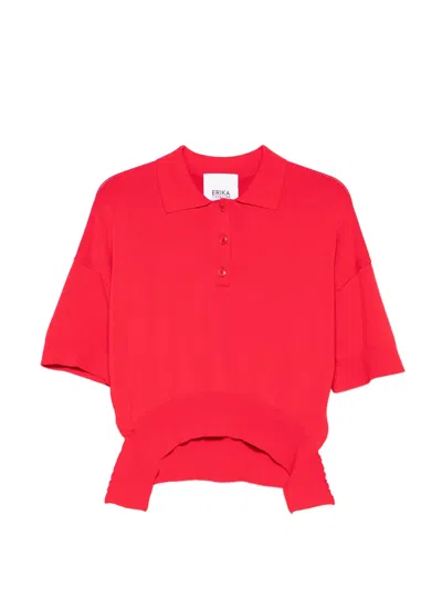 Erika Cavallini Cut-out Polo Top In Red