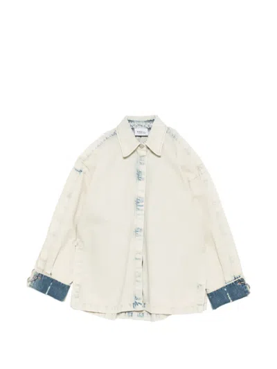 Erika Cavallini Cut-out Ring-detail Denim Jacket In White