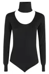 Erika Cavallini Diva Cut-out Roll-neck Bodysuit In Black