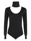 Erika Cavallini Diva Cut-out Roll-neck Bodysuit In Black