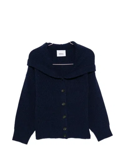 Erika Cavallini Donato Ribbed-knit Hooded Cardigan In Blue