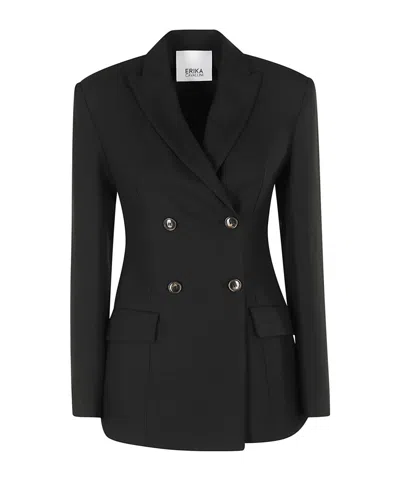 Erika Cavallini Double-breasted Blazer In Black