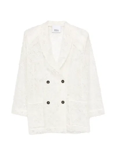 Erika Cavallini Double-breasted Fringed Jacket In Neutral