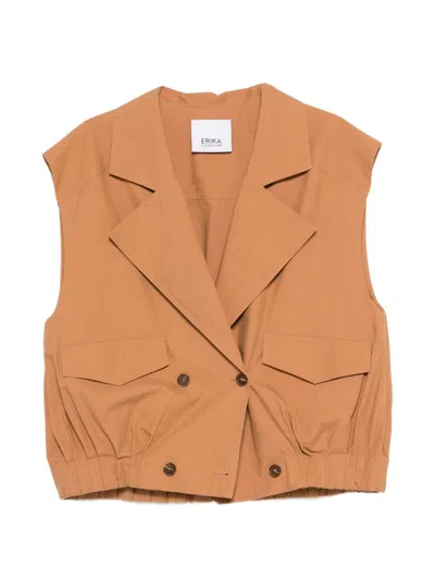 Erika Cavallini Double-breasted Waistcoat In Brown