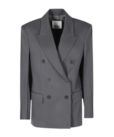 Erika Cavallini Double-breasted Blazer In Gray