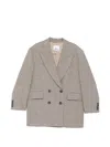 Erika Cavallini Double-breasted Herringbone-pattern Coat In Gray