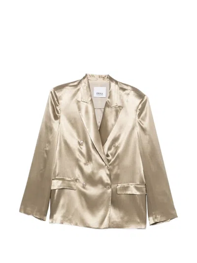 Erika Cavallini Double-breasted Satin Jacket In Neutral