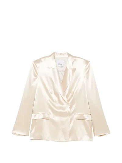Erika Cavallini Double-breasted Satin-finish Blazer In Multi