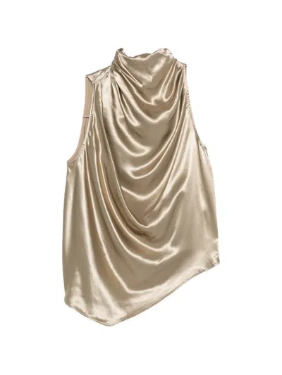 Erika Cavallini Draped High-neck Top In Neutral