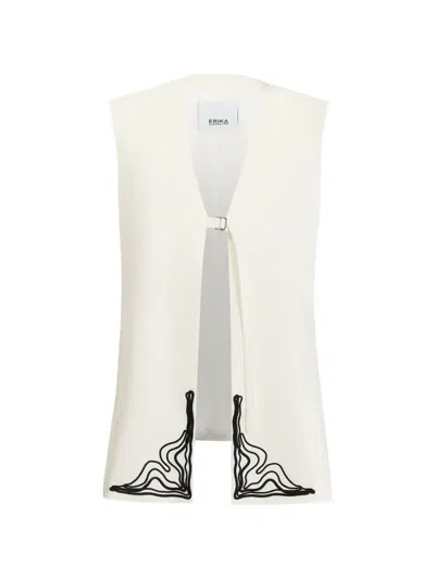 Erika Cavallini Embroidered Buckle-fastening Waistcoat In White