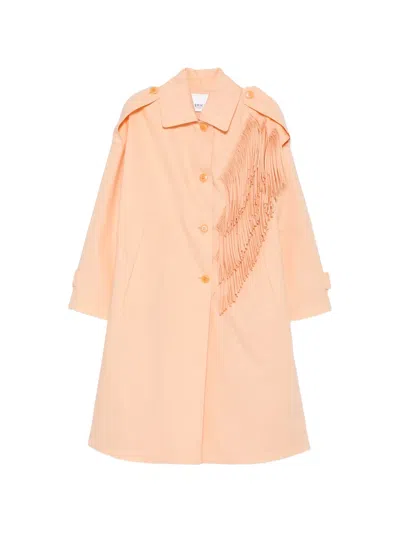 Erika Cavallini Fringe-detail Trench Coat In Brown